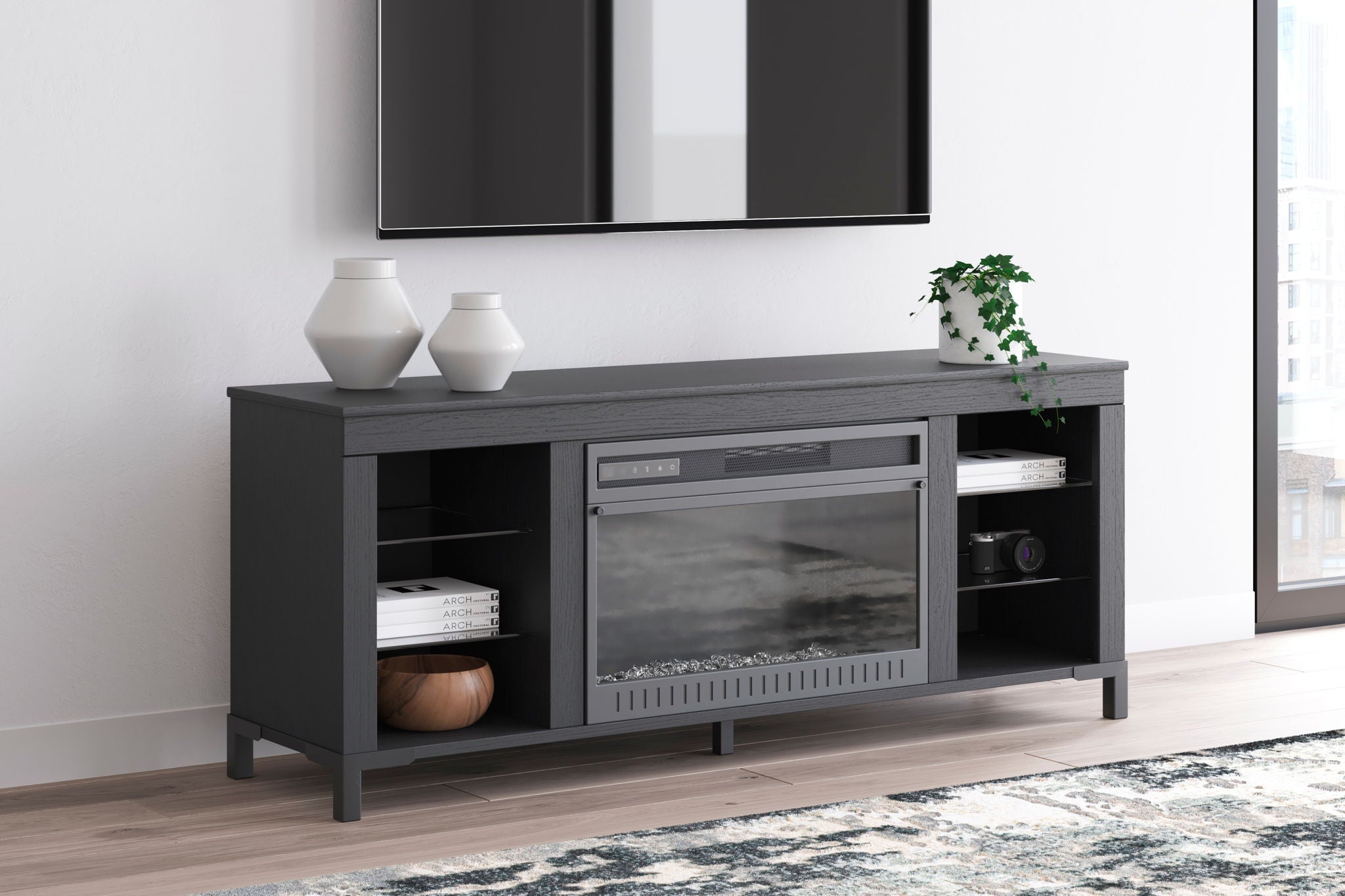 Cayberry - Black - TV Stand With Fireplace - Urban Living Furniture (Los Angeles, CA)