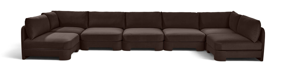 Hammond - Velvet Performance Fabric Upholstered 7 Piece U-Shaped Armless Sectional