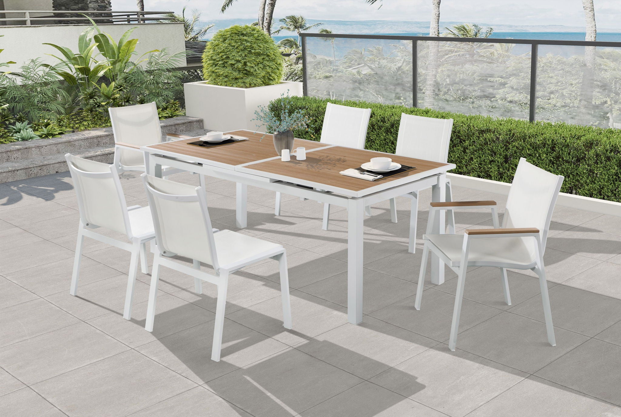Nizuc - Outdoor Patio Dining Chair With White Frame (Set of 2) - Urban Living Furniture (Los Angeles, CA)
