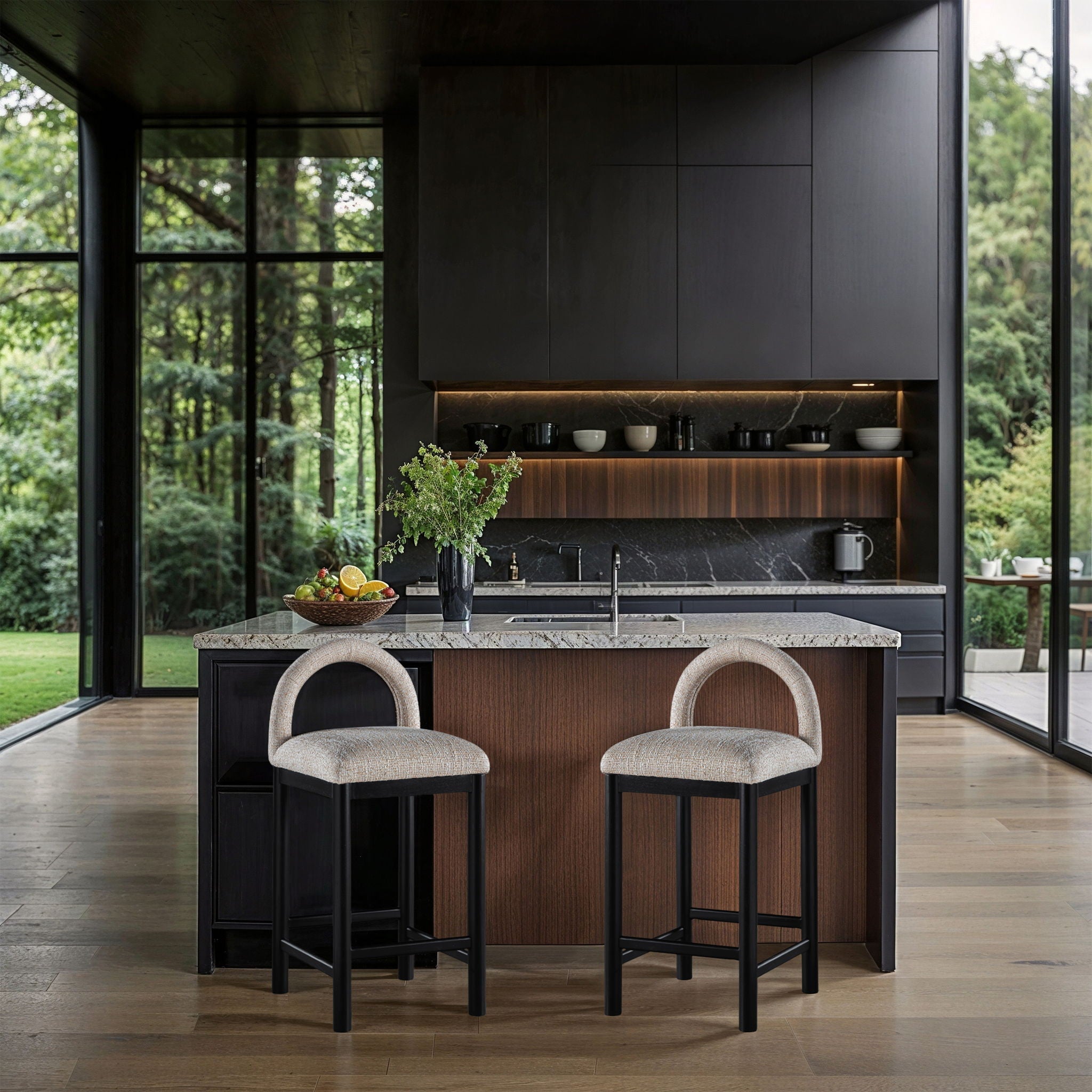 Conrad - Linen Counter Stool With Black Legs - Urban Living Furniture (Los Angeles, CA)