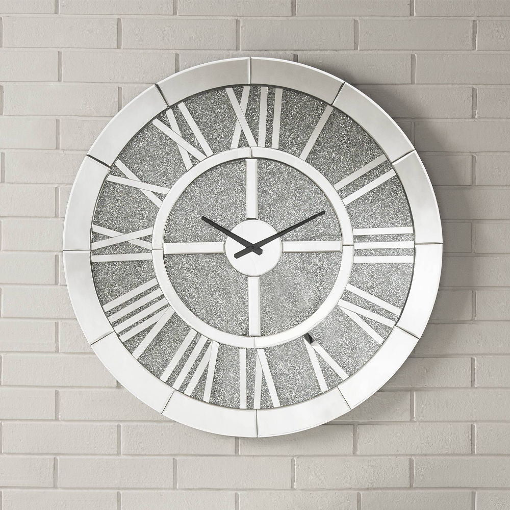 Noralie - Wall Clock - Mirrored & Faux Diamonds - Urban Living Furniture (Los Angeles, CA)