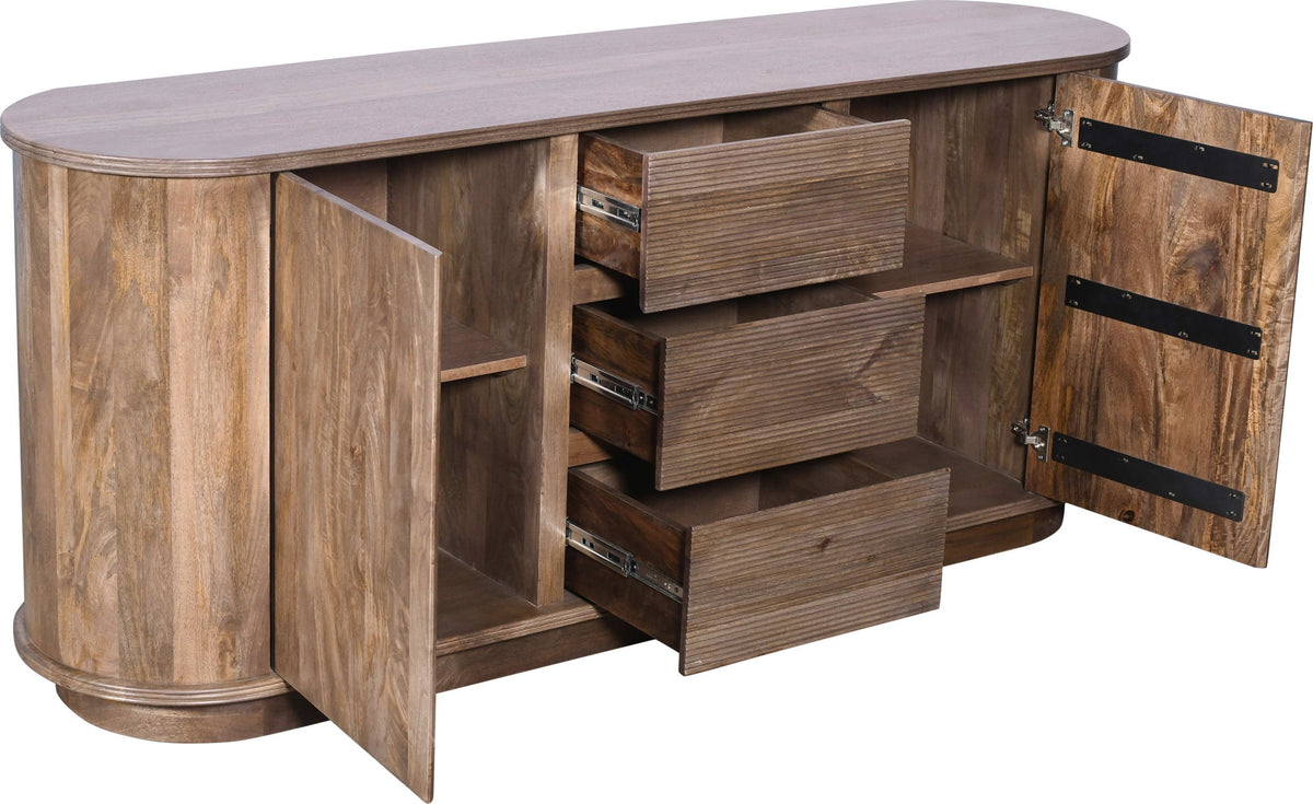 Sunrise - Liyana Solid Wood Three Drawer Two Door Sideboard - Natural Tan