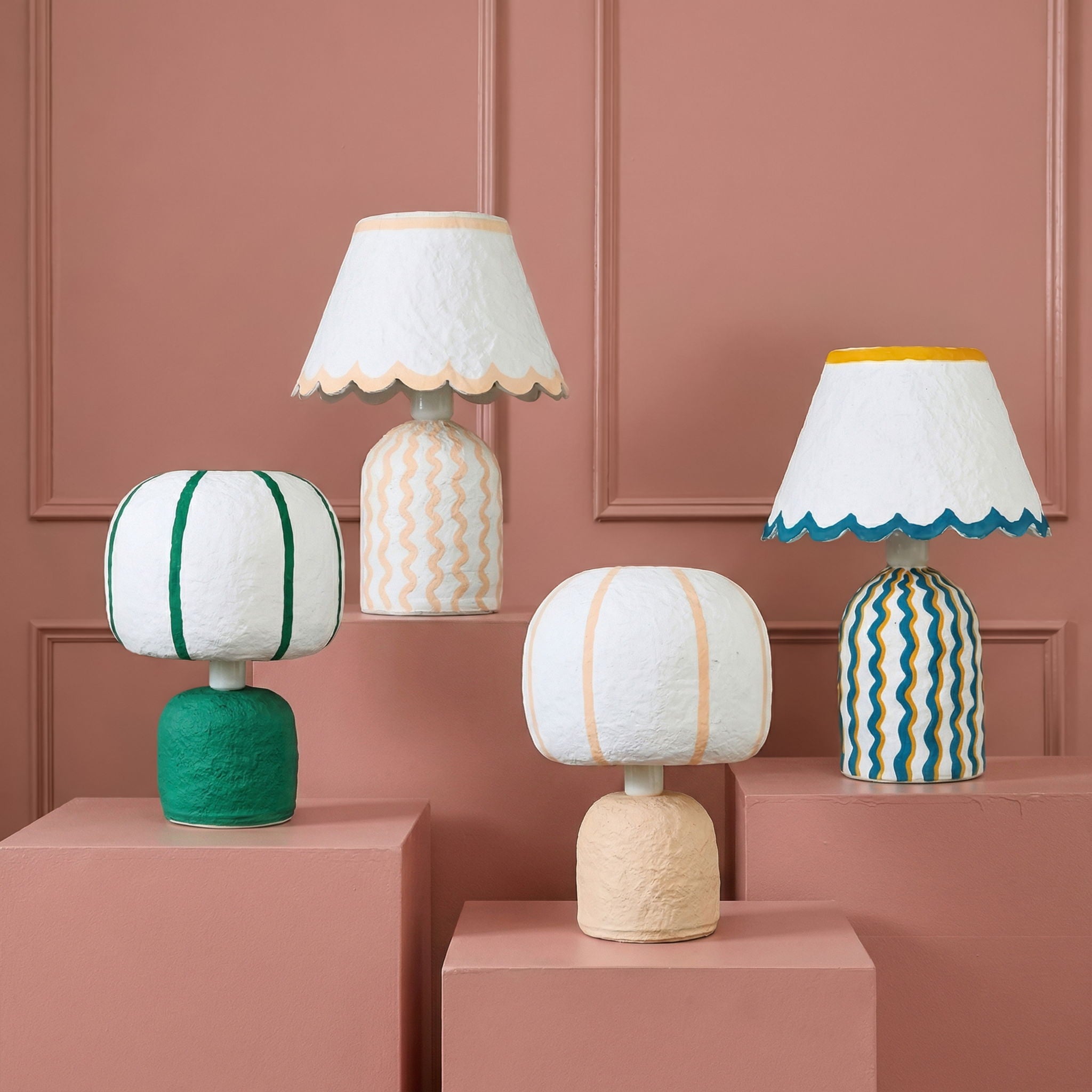 Blum - Scalloped Cotton Mache Table Lamp