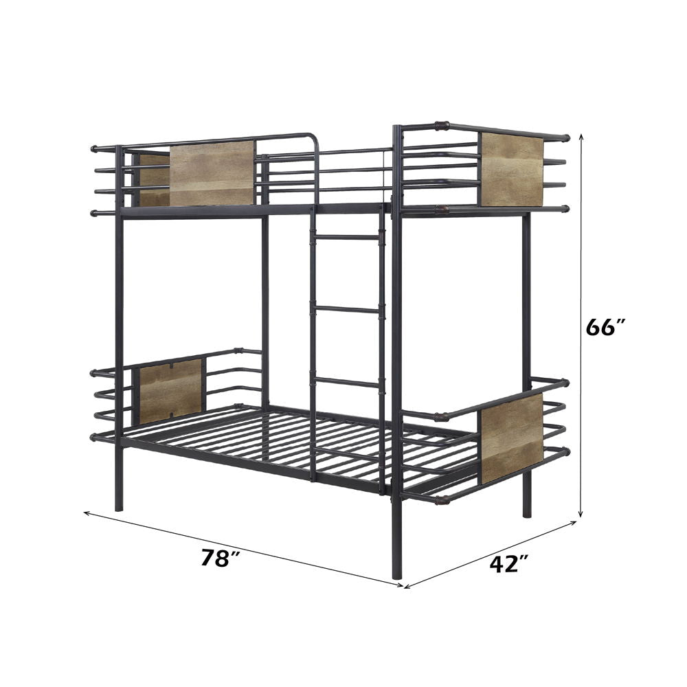 Deliz - Twin Over Twin Bunk Bed - Gunmetal - Urban Living Furniture (Los Angeles, CA)