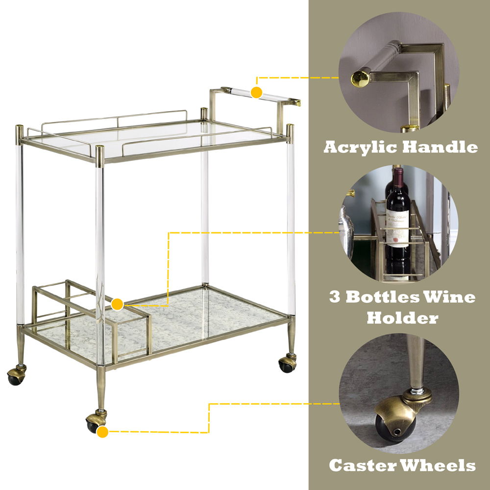 Cirro - Serving Cart - Antique Mirror & Wire Brass - Urban Living Furniture (Los Angeles, CA)