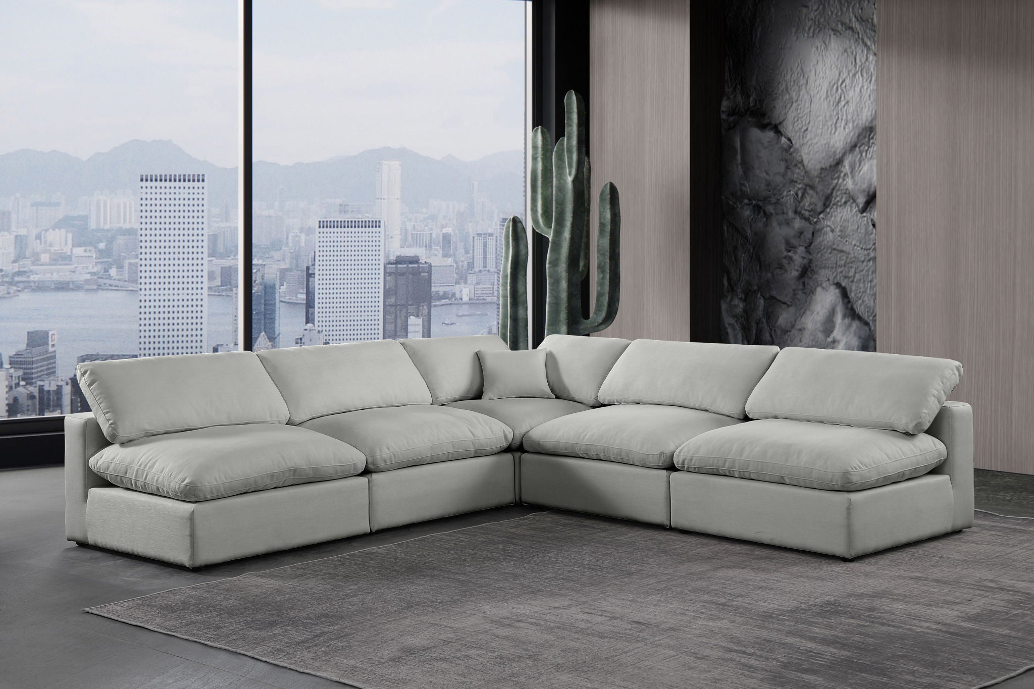 Comfy - 5 Piece Linen Modular Corner Armless Sectional - Urban Living Furniture (Los Angeles, CA)