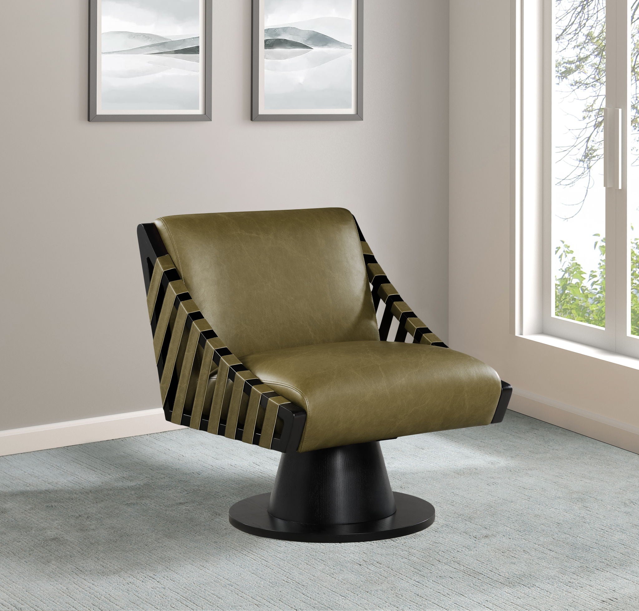 Millwin - Swivel Accent Chair With Black Base - Urban Living Furniture (Los Angeles, CA)