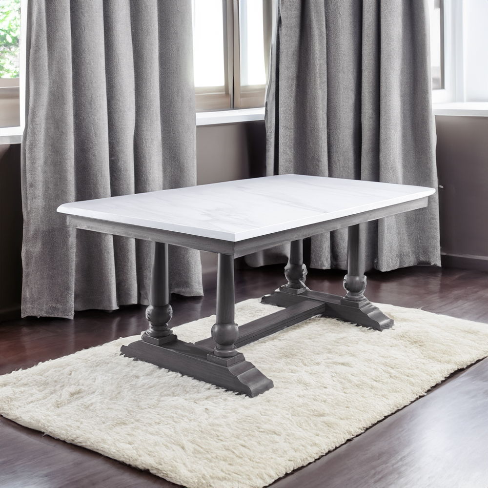 Yabeina - Dining Table - Marble Top Top & Gray Oak - Urban Living Furniture (Los Angeles, CA)