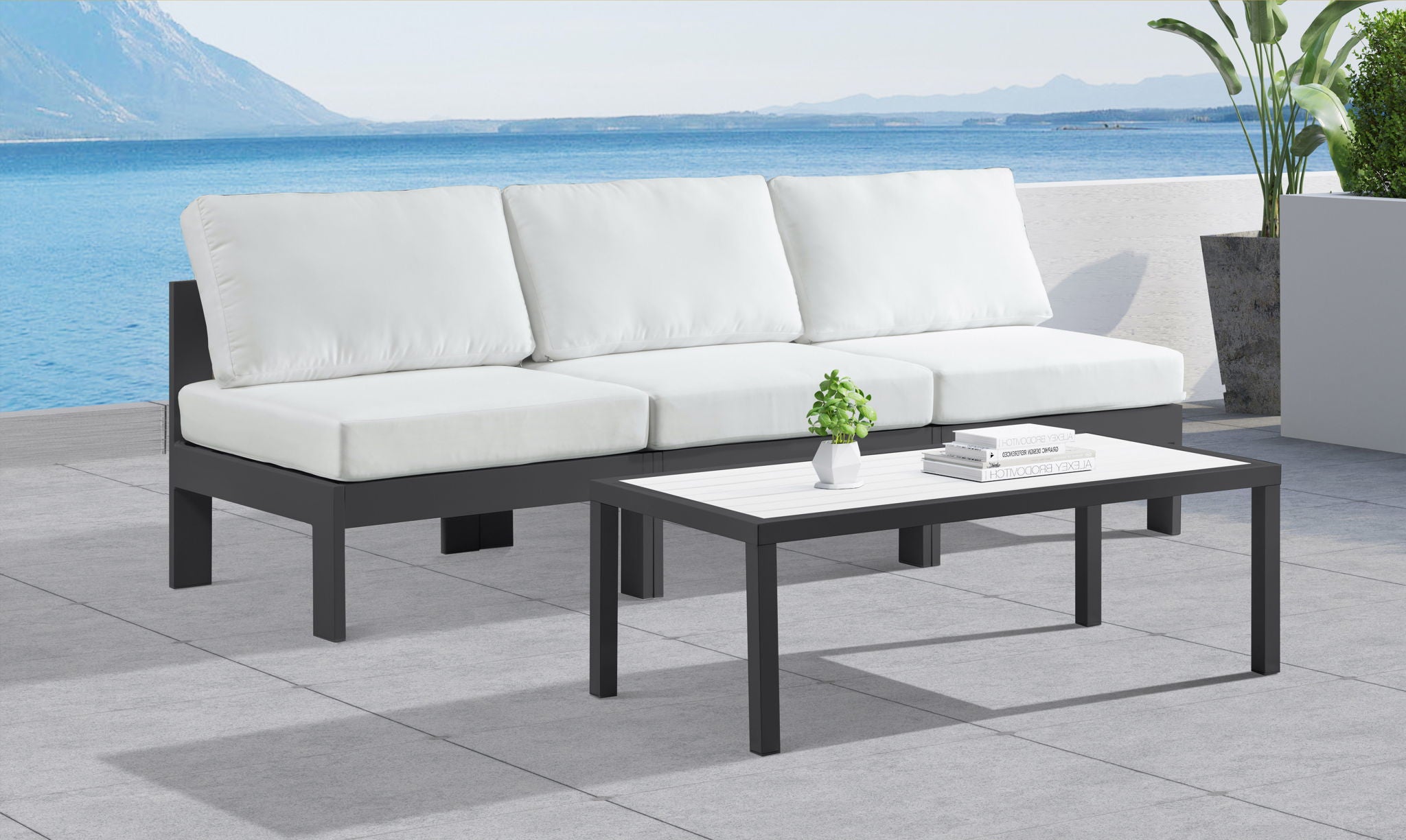Nizuc - Outdoor Patio 3 Seat Armless Modular Sofa With Gray Frame - Urban Living Furniture (Los Angeles, CA)