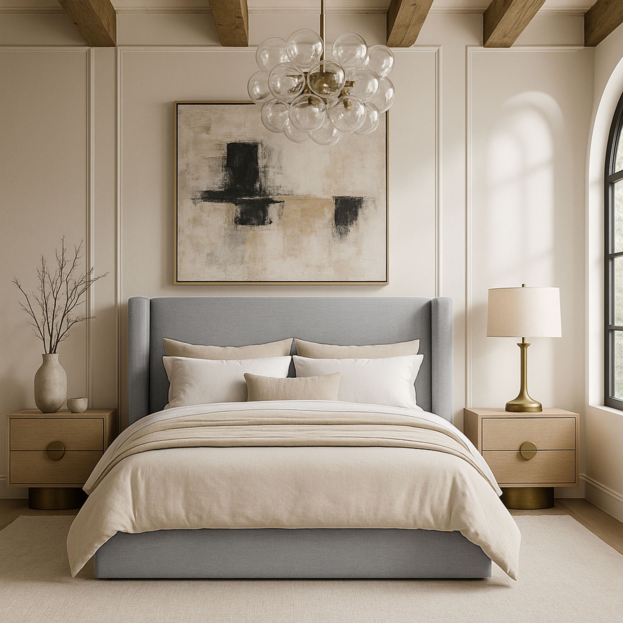 Kendall - Linen Textured Fabric Upholstered Bed - Urban Living Furniture (Los Angeles, CA)