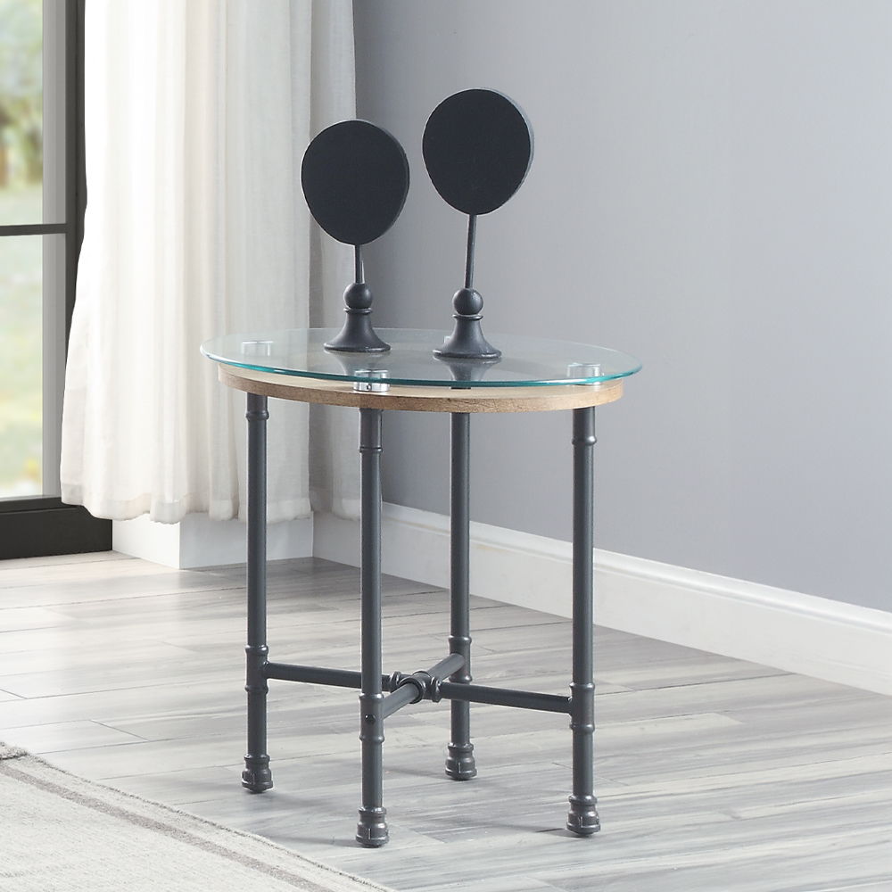 Brantley - End Table - Clear Glass & Sandy Gray - Urban Living Furniture (Los Angeles, CA)