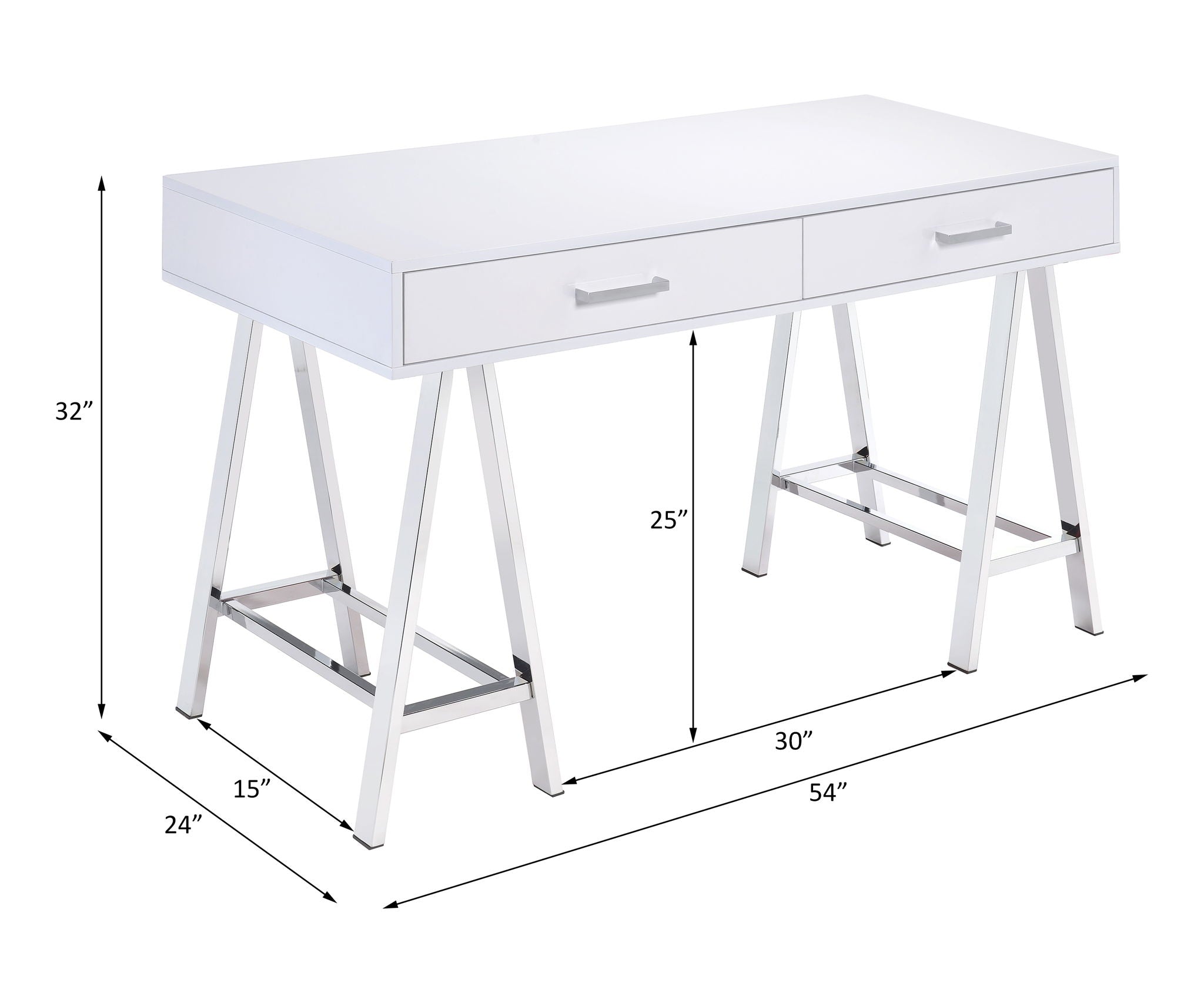 Coleen - Writing Desk With USB - White High Gloss & Chrome - Urban Living Furniture (Los Angeles, CA)