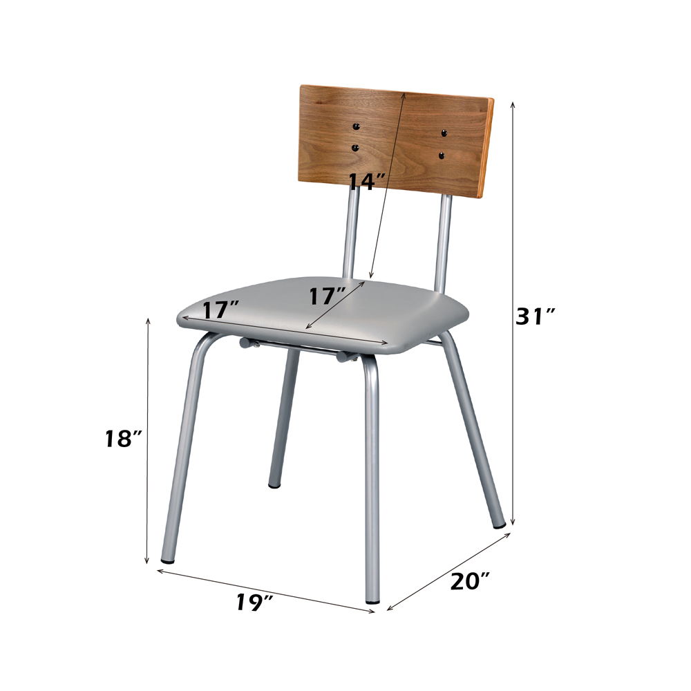 Jurgen - Side Chair (Set of 2) - Gray Synthetic Leather, Oak & Silver - Urban Living Furniture (Los Angeles, CA)