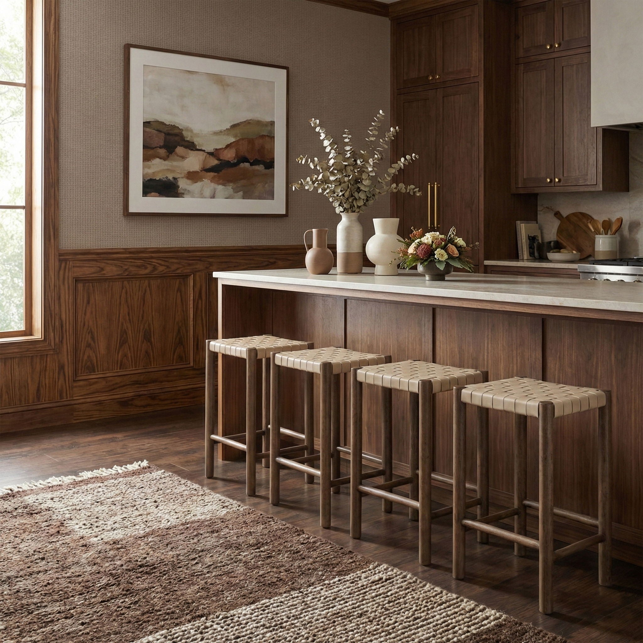 Entwine - Vegan Leather Upholstered Backless Counter Stool - Painted Brown - Urban Living Furniture (Los Angeles, CA)