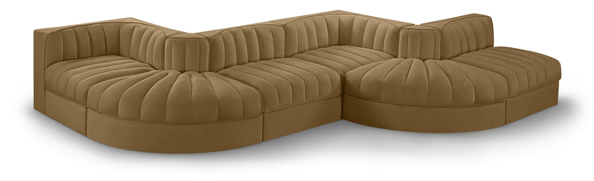 Rummi - Rounded Velvet Performance Fabric Upholstered 6 Piece Modular Sectional - Urban Living Furniture (Los Angeles, CA)