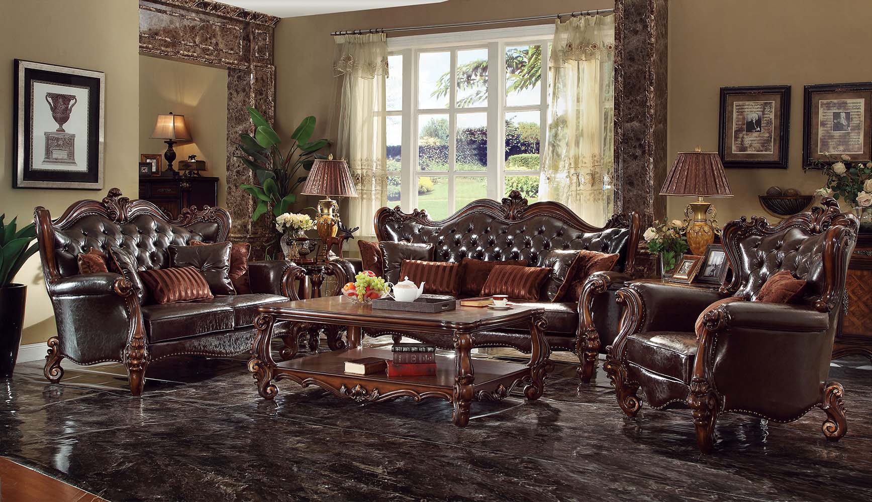 Versailles - Loveseat - Two Tone Dark Brown PU & Cherry Oak - 49" - Urban Living Furniture (Los Angeles, CA)