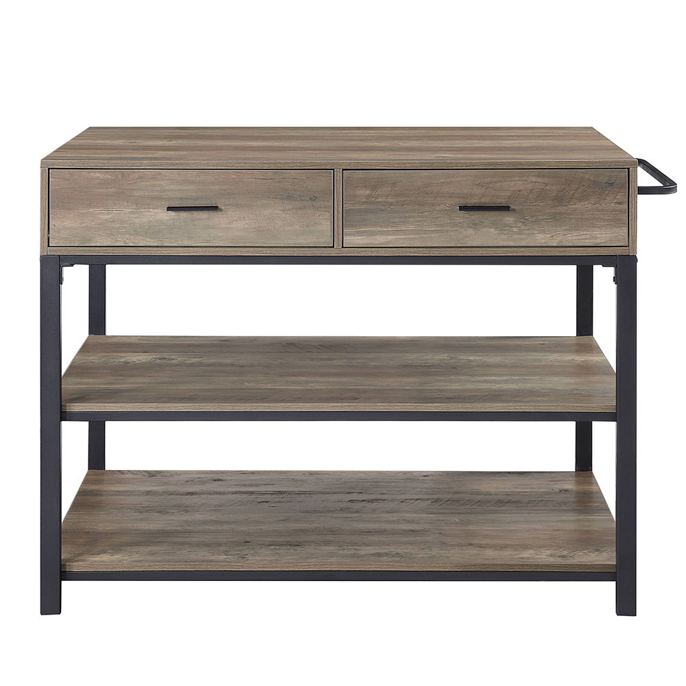 Macaria - 36" Kitchen Island - Rustic Oak & Black - Urban Living Furniture (Los Angeles, CA)