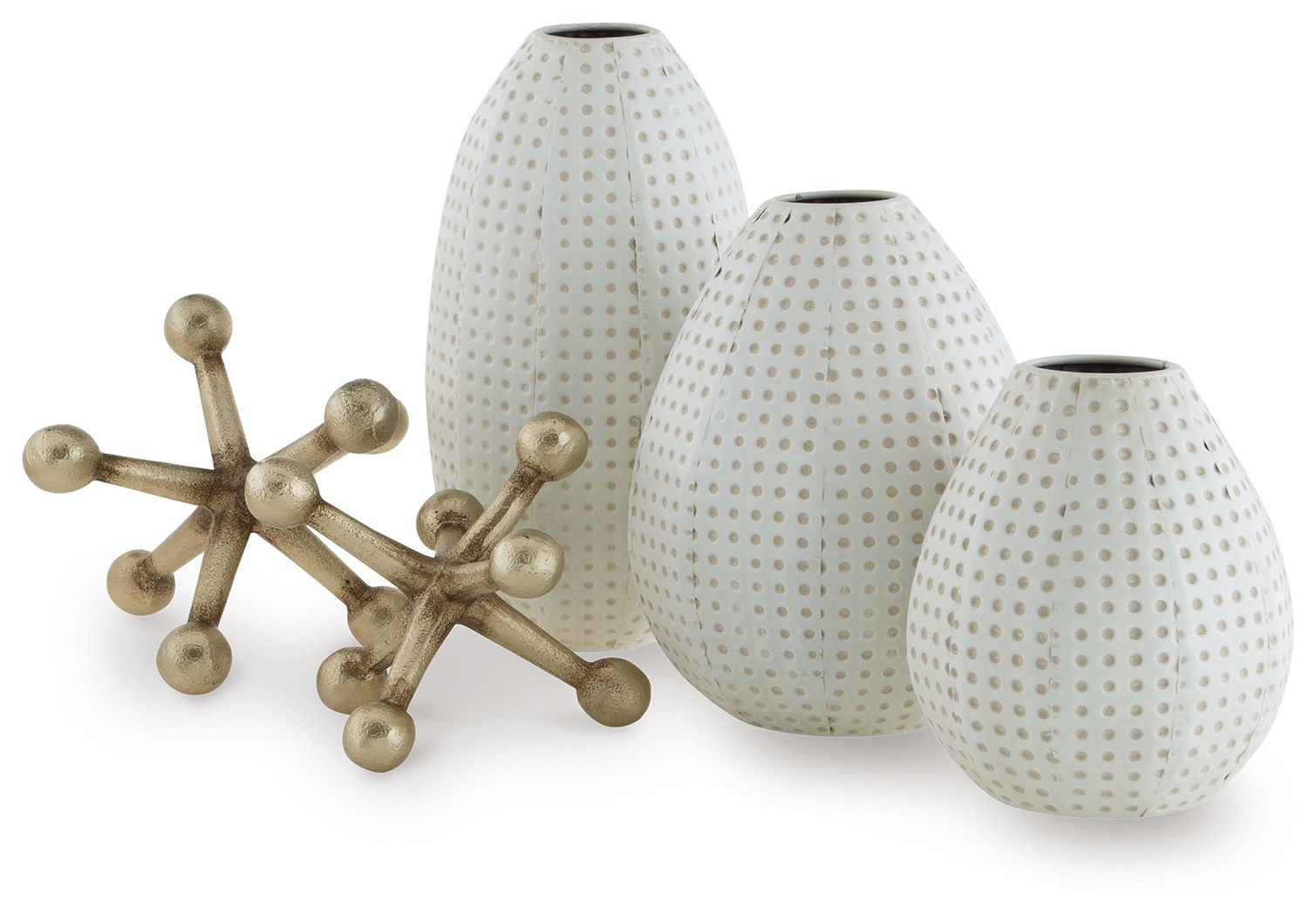 Azerton - White / Gold Finish - Accessory Set (Set of 5) - Urban Living Furniture (Los Angeles, CA)