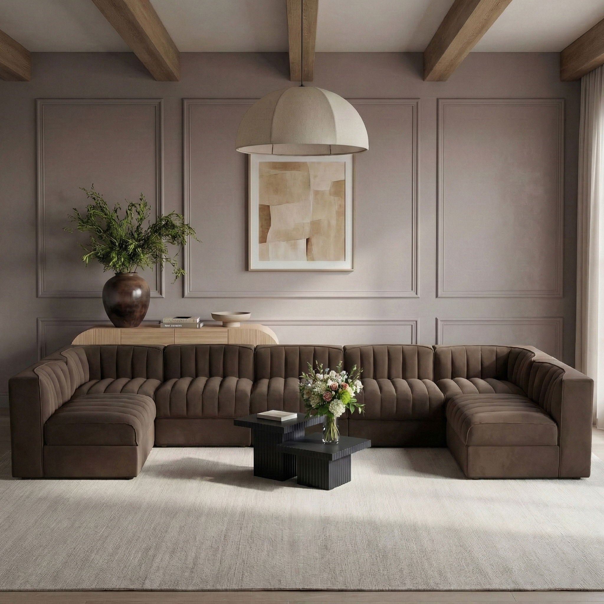 Rummi - Velvet Performance Fabric Upholstered 7 Piece Modular Sectional (With 2 Corner Chairs) - Urban Living Furniture (Los Angeles, CA)