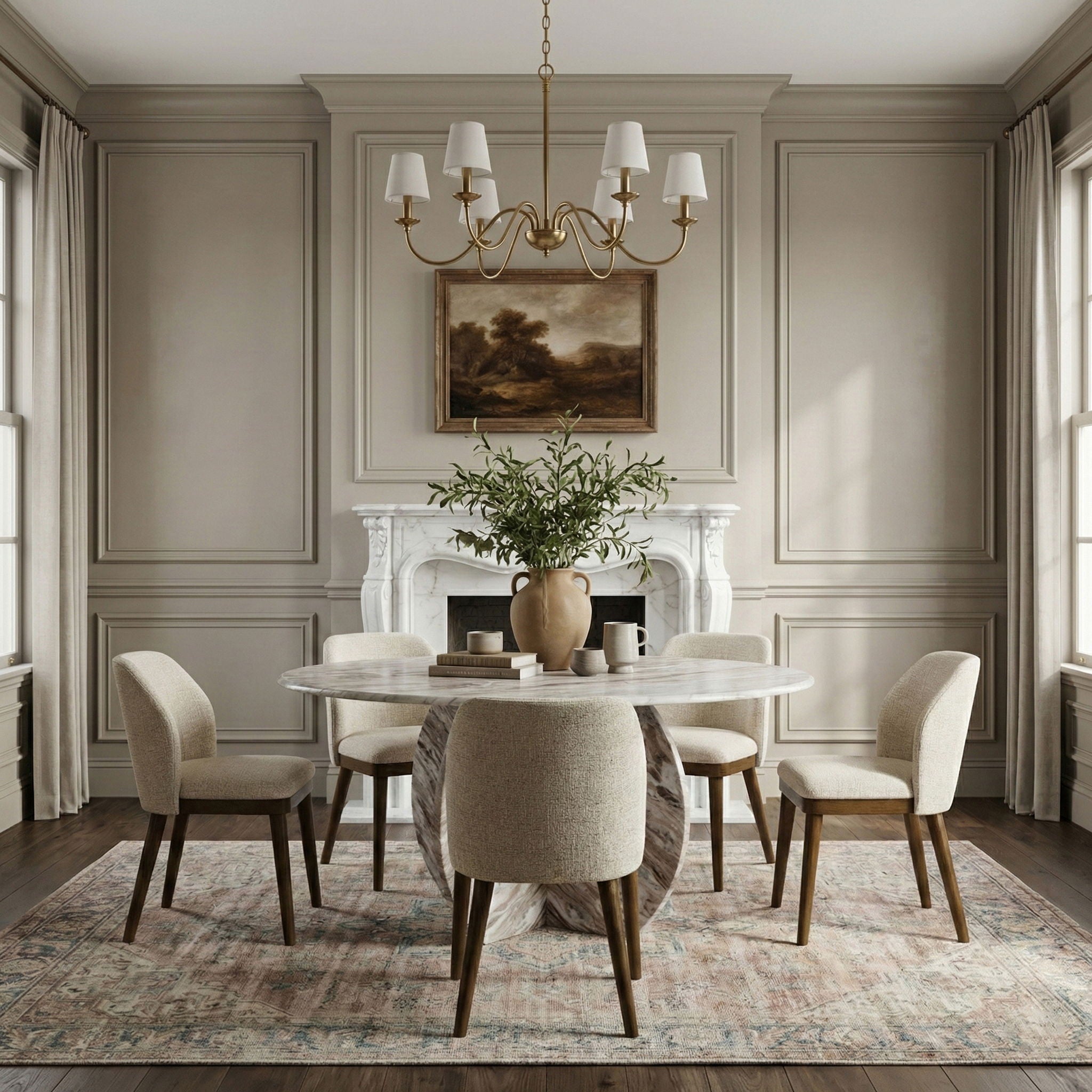 Valeo - Linen Textured Fabric Upholstered Dining Chair (Set of 2) - Painted Brown Base - Urban Living Furniture (Los Angeles, CA)