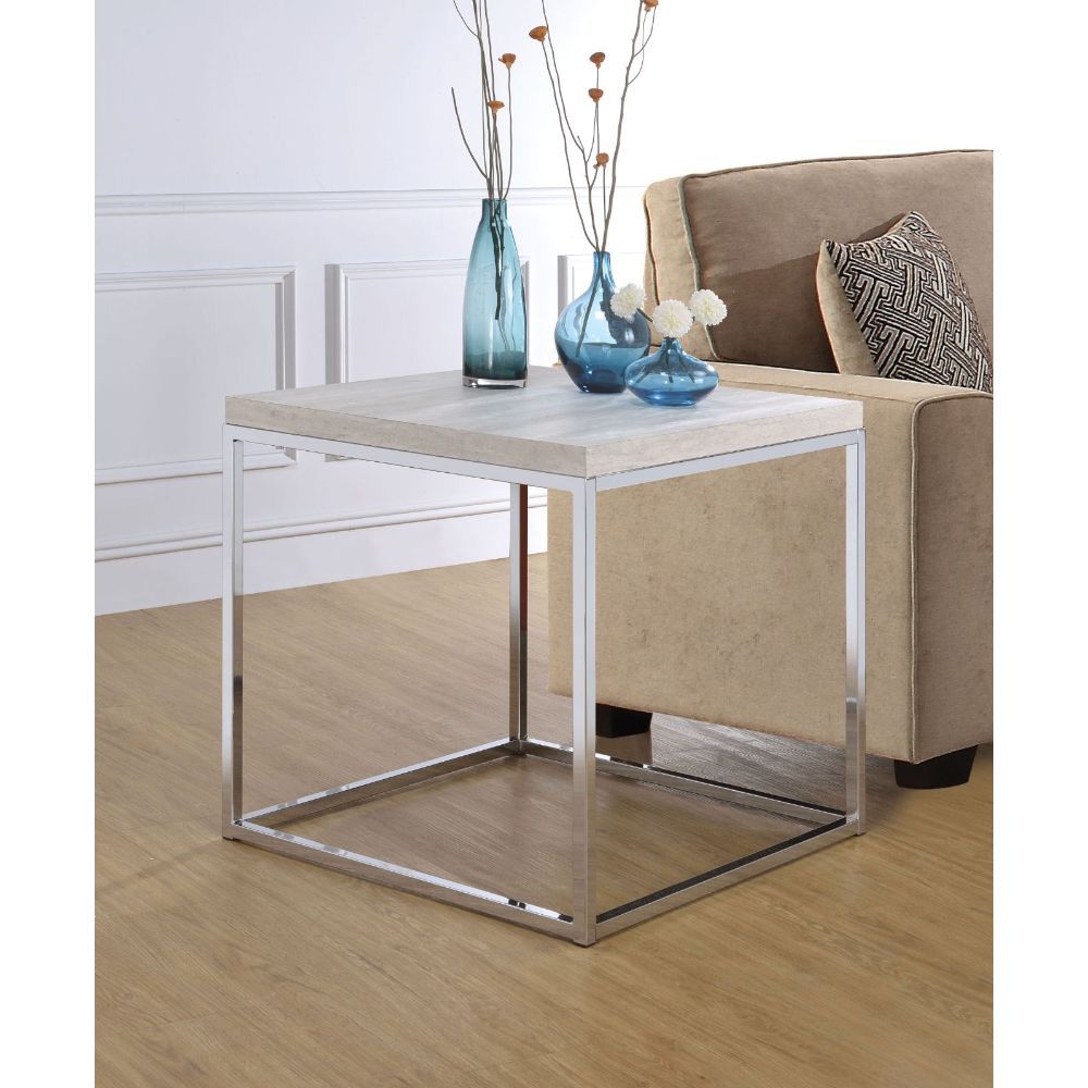 Snyder - End Table - Engineered Stone Top & Chrome - Urban Living Furniture (Los Angeles, CA)
