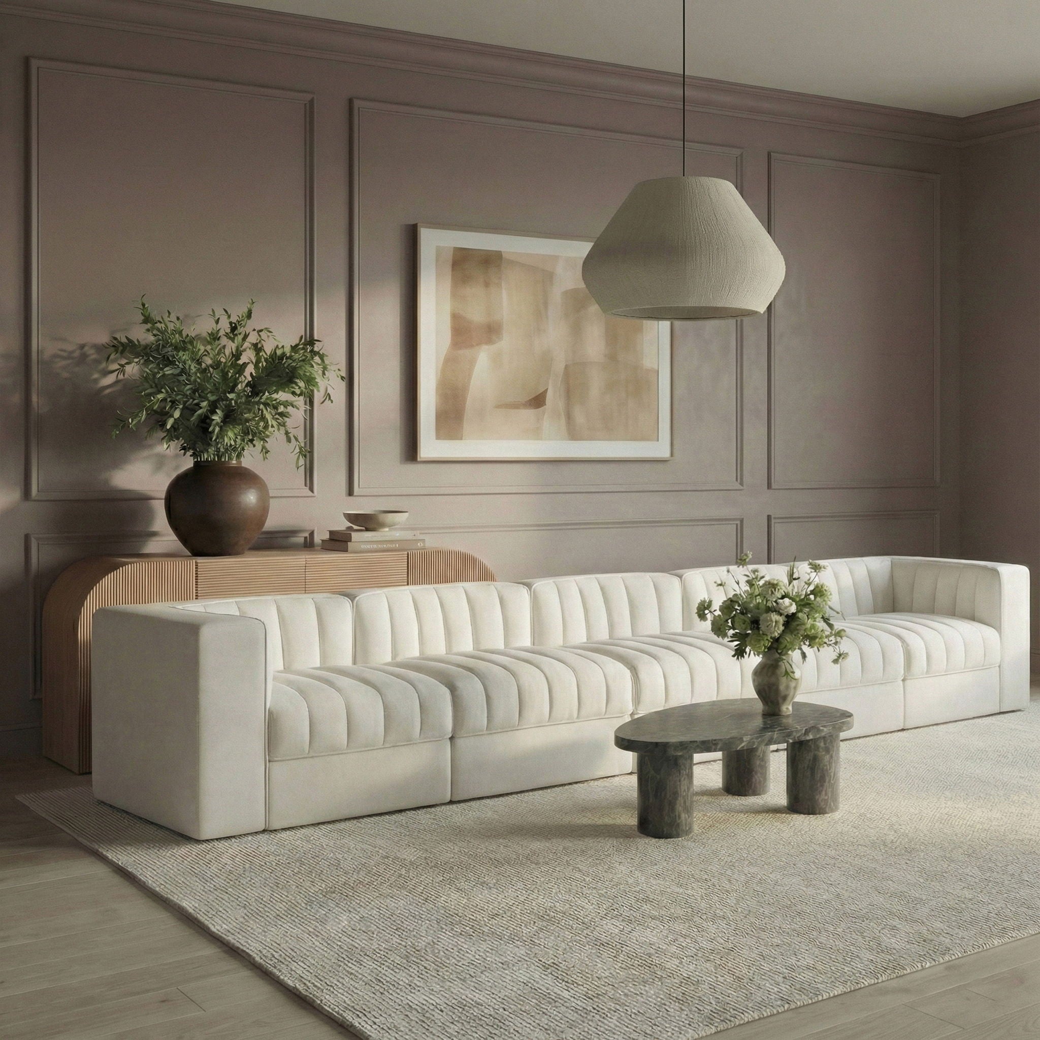 Rummi - Velvet Performance Fabric Upholstered 5 Piece Modular Sofa - Urban Living Furniture (Los Angeles, CA)