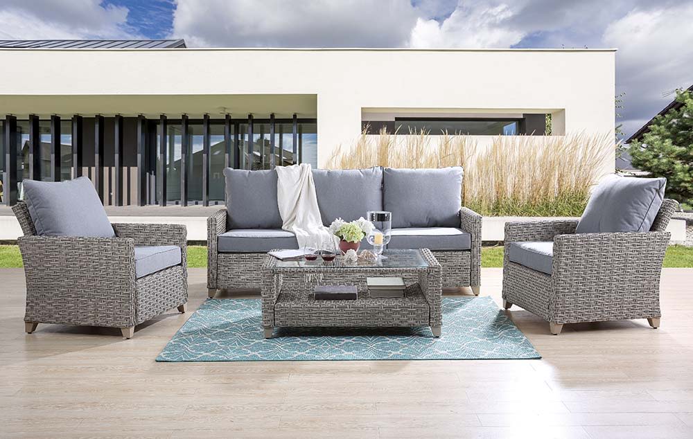 Greeley - 4 Piece Patio Sofa Set - Gray Fabric & Gray - Urban Living Furniture (Los Angeles, CA)
