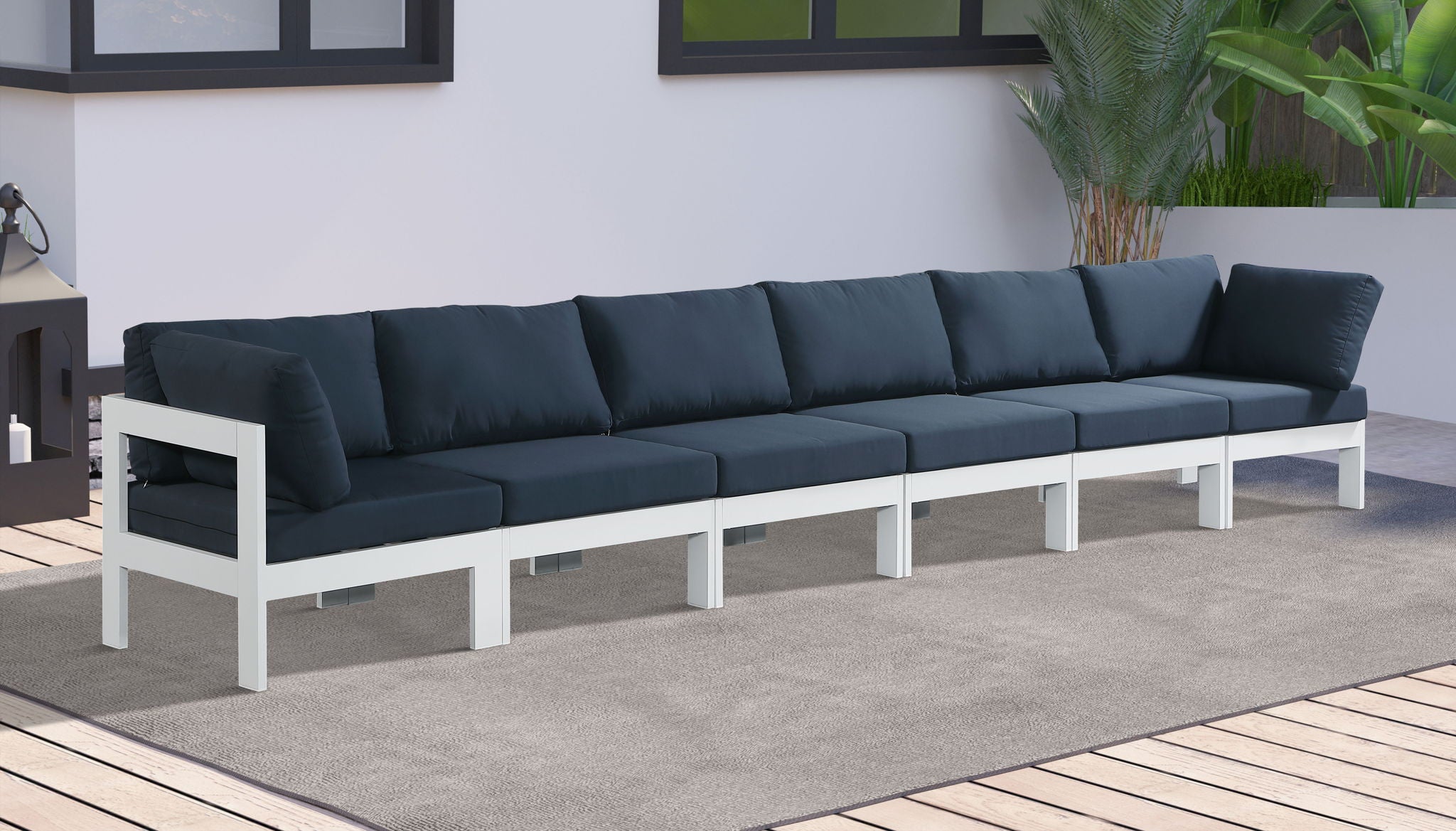Nizuc - Outdoor Patio 6 Seat Modular Sofa With White Frame - Urban Living Furniture (Los Angeles, CA)