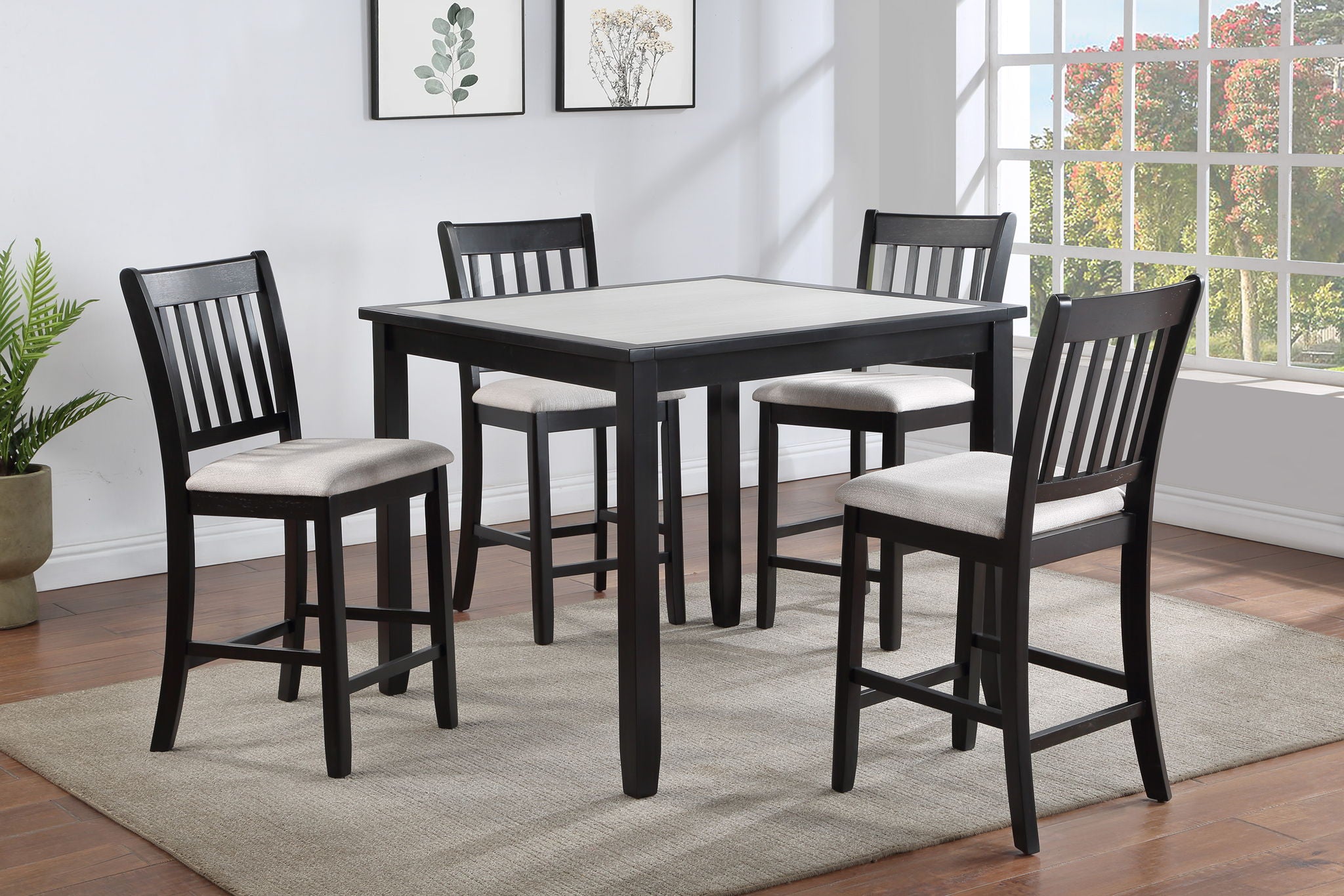 Salvador - 5 Piece Counter Height Set - Charcoal / White - Urban Living Furniture (Los Angeles, CA)