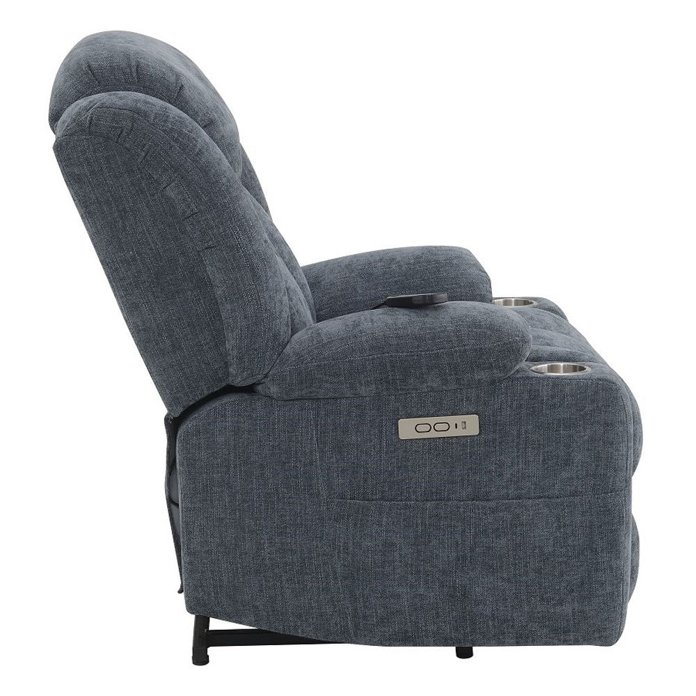 Omarion - Power Recliner With Lift, Heating & Massage - Blue Chenille - Urban Living Furniture (Los Angeles, CA)