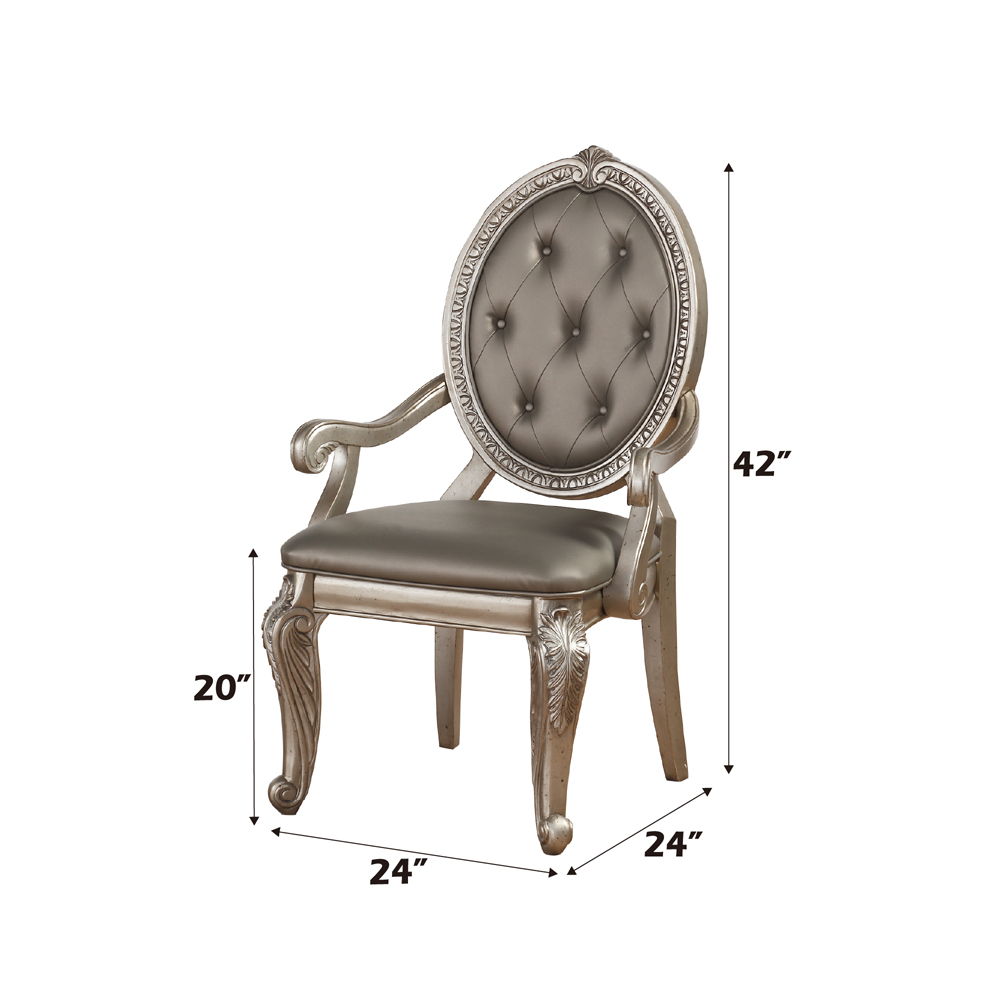 Northville - Arm Chair (Set of 2) - Synthetic Leather & Antique Silver - Urban Living Furniture (Los Angeles, CA)
