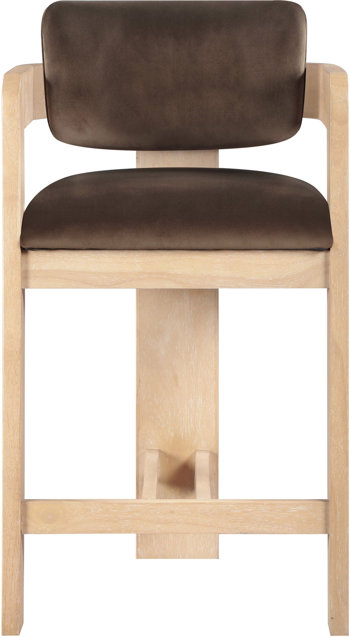 Sacha - Velvet Stool With Natural Base - Urban Living Furniture (Los Angeles, CA)