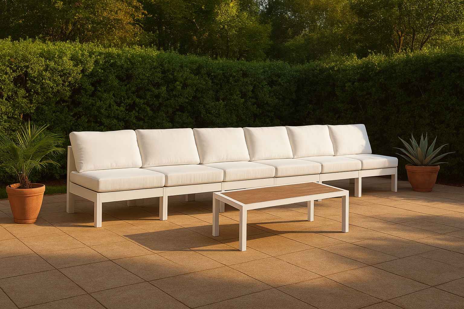Nizuc - Outdoor Patio 6 Seat Armless Modular Sofa With White Frame - Urban Living Furniture (Los Angeles, CA)