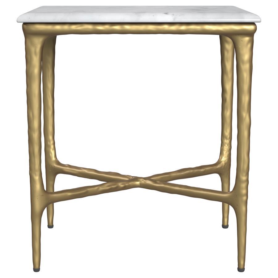 Baldwin - Rectangular Marble Top Side Table - White And Gold - Urban Living Furniture (Los Angeles, CA)