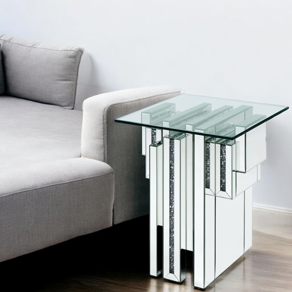 Noralie - 20" End Table With Faux Diamonds - Mirrored - Urban Living Furniture (Los Angeles, CA)