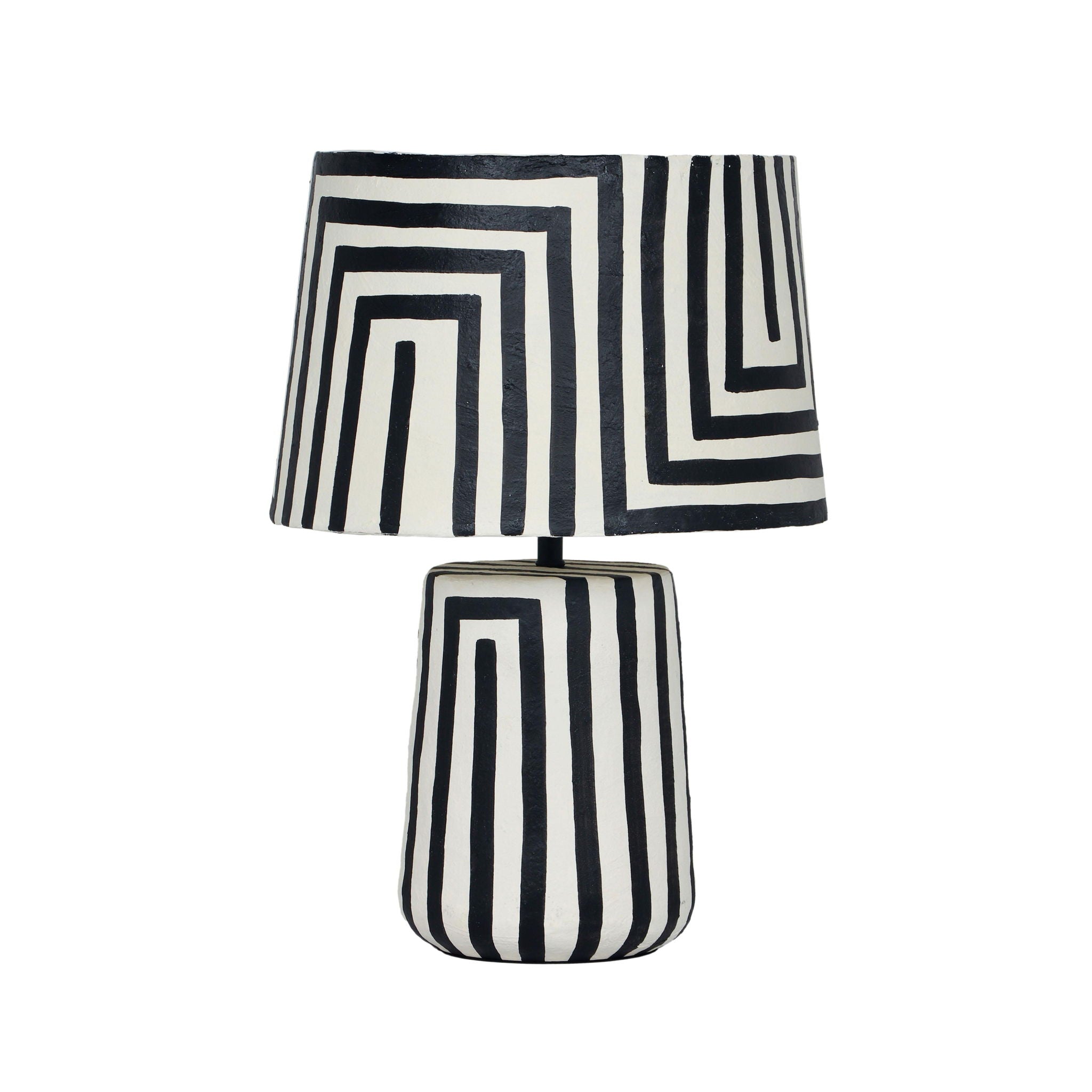 Minori - Striped Papier Mache Table Lamp - Black - Urban Living Furniture (Los Angeles, CA)