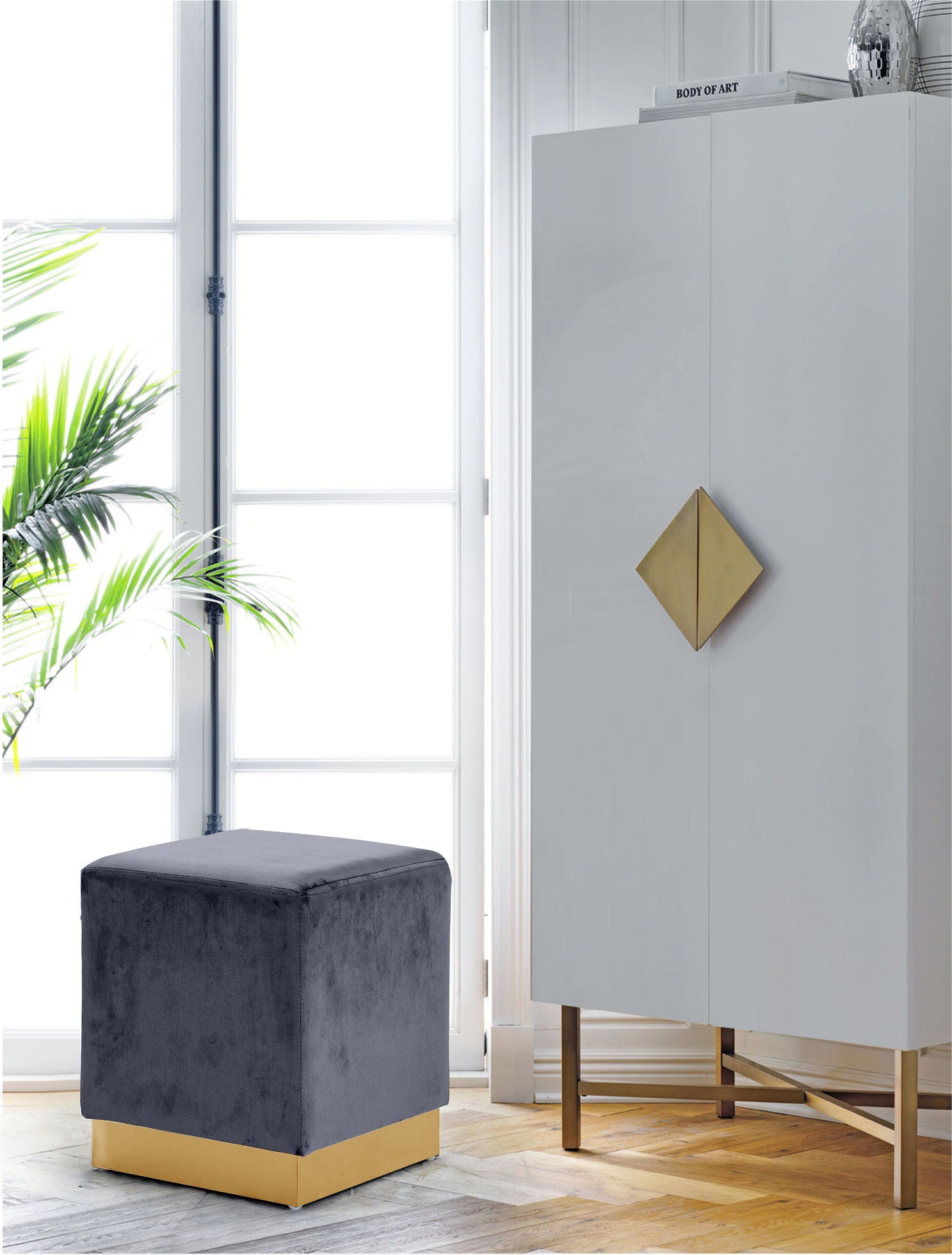 Jax - Stool Ottoman with Gold Base - Urban Living Furniture (Los Angeles, CA)