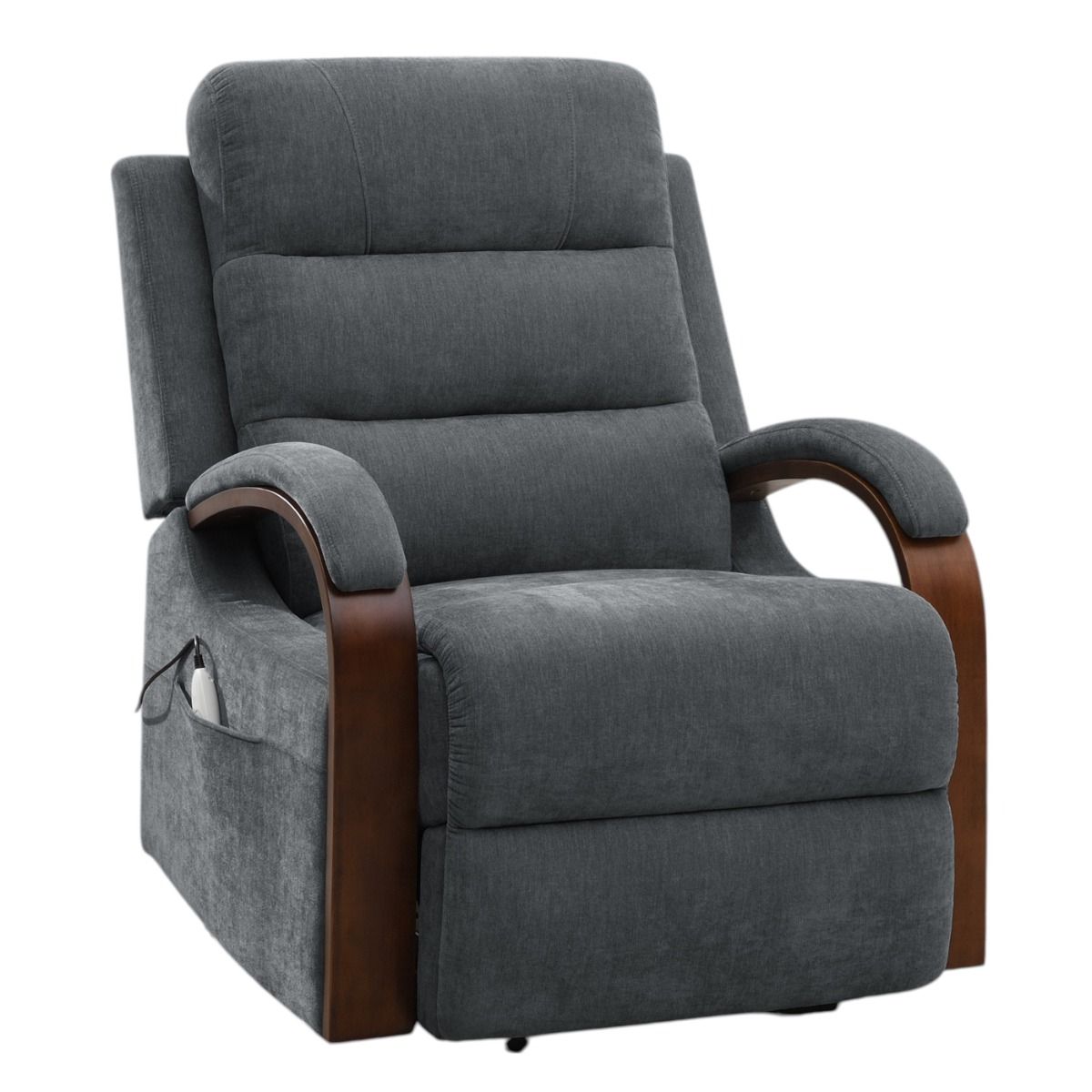 Kayla - Power Recliner With Lift & Heating & Massage - Gray Chenille