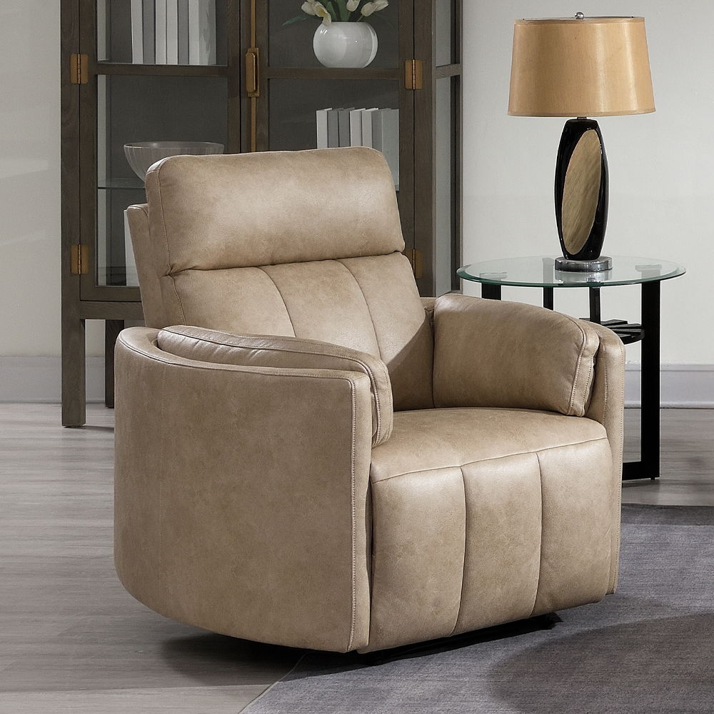 Elison - Motion Glider Recliner With Swivel - Dark Beige Polish Microfiber - Urban Living Furniture (Los Angeles, CA)