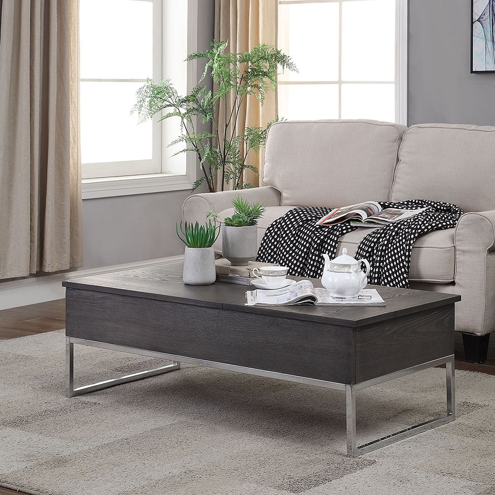 Iban - Coffee Table With Lift Top - Gray Oak & Chrome - Urban Living Furniture (Los Angeles, CA)