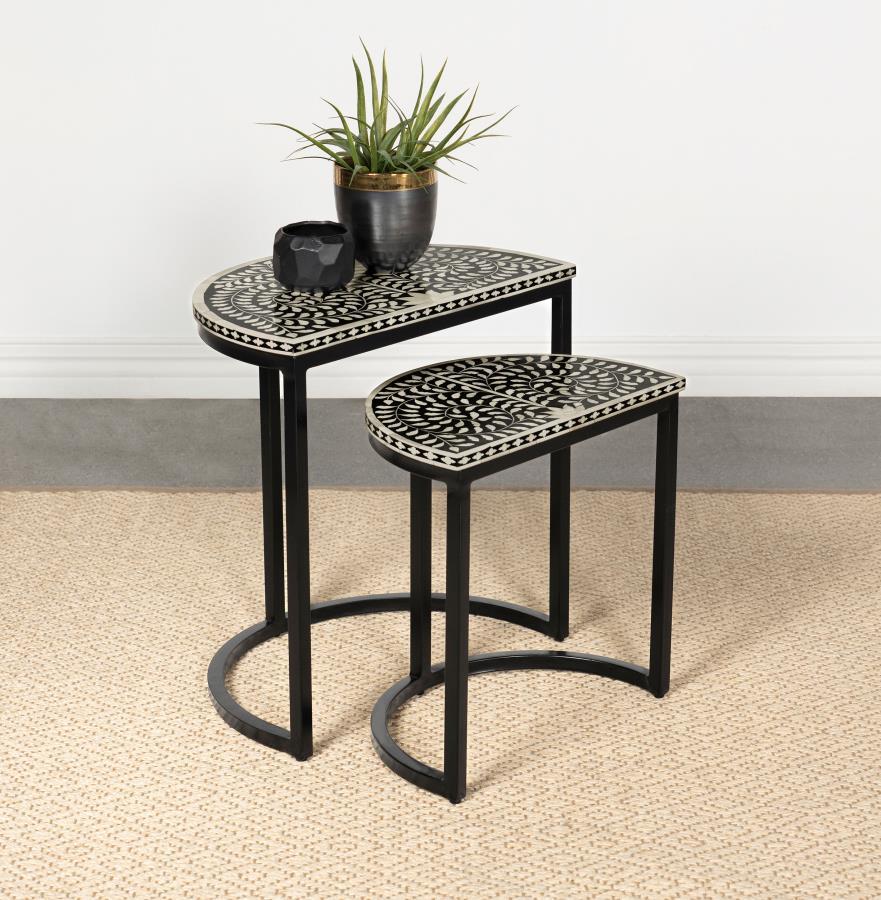 Zakiya - 2 Piece Demilune Nesting Table Set - Black And White - Urban Living Furniture (Los Angeles, CA)