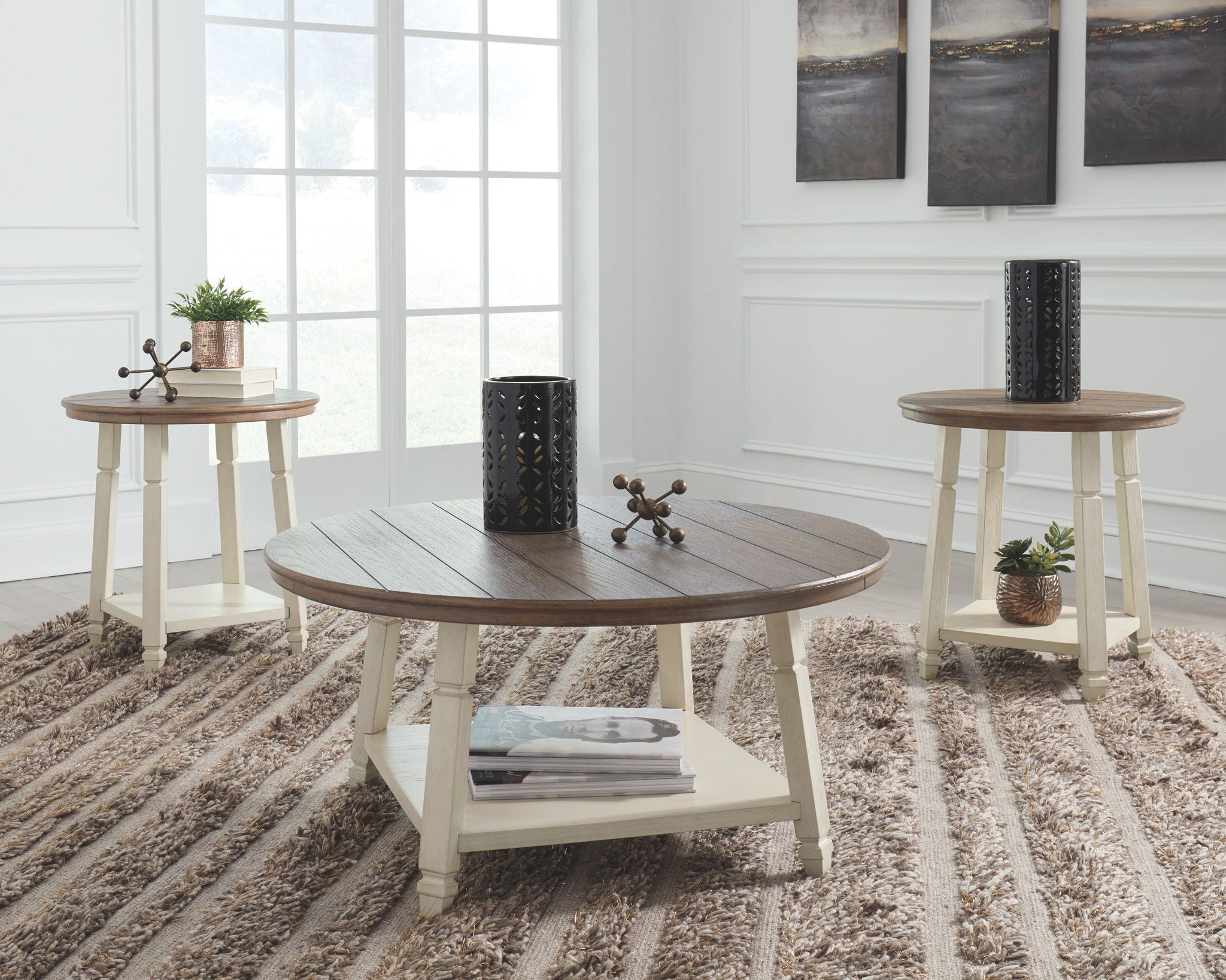Bolanbrook - White / Brown / Beige - Occasional Table Set (Set of 3) - Urban Living Furniture (Los Angeles, CA)