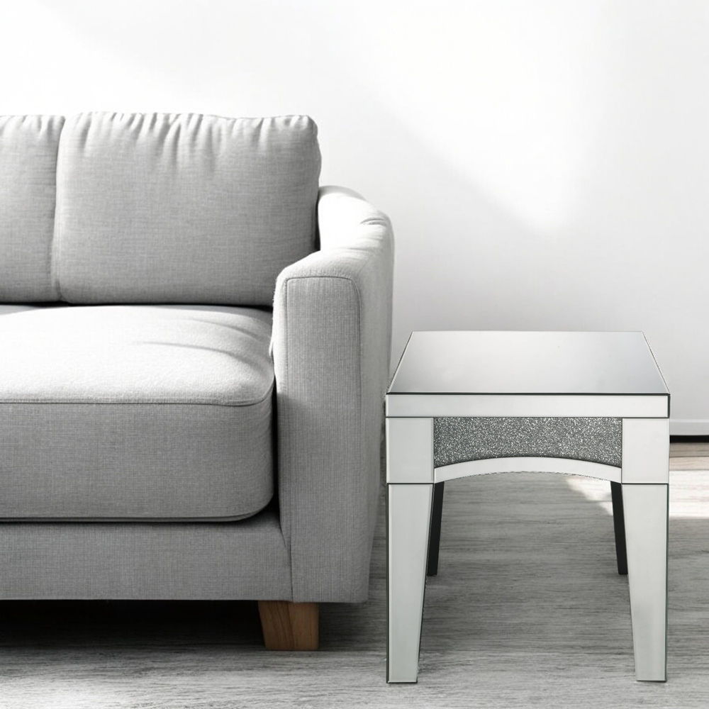 Noralie - 20" X 20" End Table - Mirrored & Faux Diamonds - Urban Living Furniture (Los Angeles, CA)