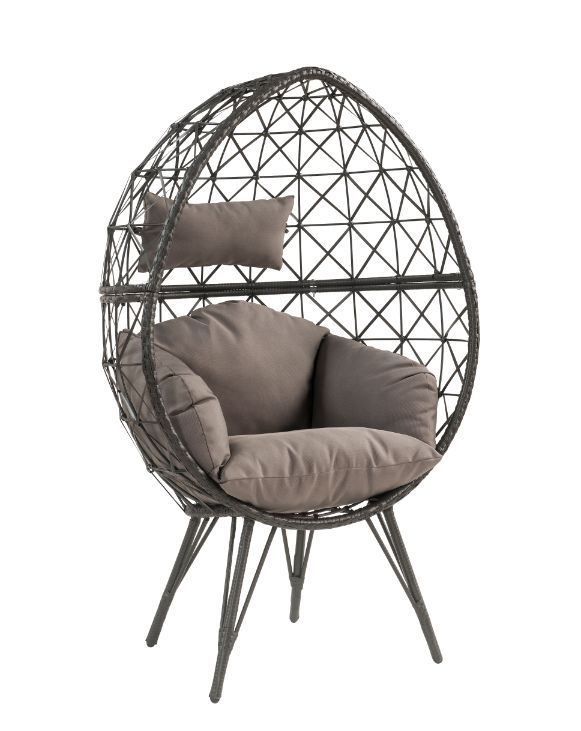 Aeven - Patio Lounge Chair - Light Gray Fabric & Black Wicker - Urban Living Furniture (Los Angeles, CA)