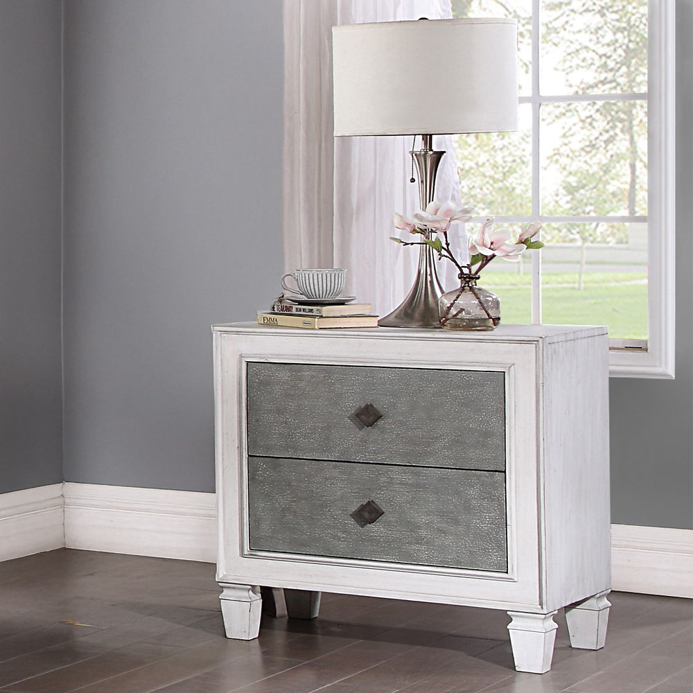 Katia - Nightstand - Rustic Gray & Weathered White - Urban Living Furniture (Los Angeles, CA)