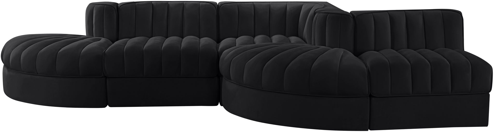 Rummi - Rounded Velvet Performance Fabric Upholstered 5 Piece Modular Sectional - Urban Living Furniture (Los Angeles, CA)