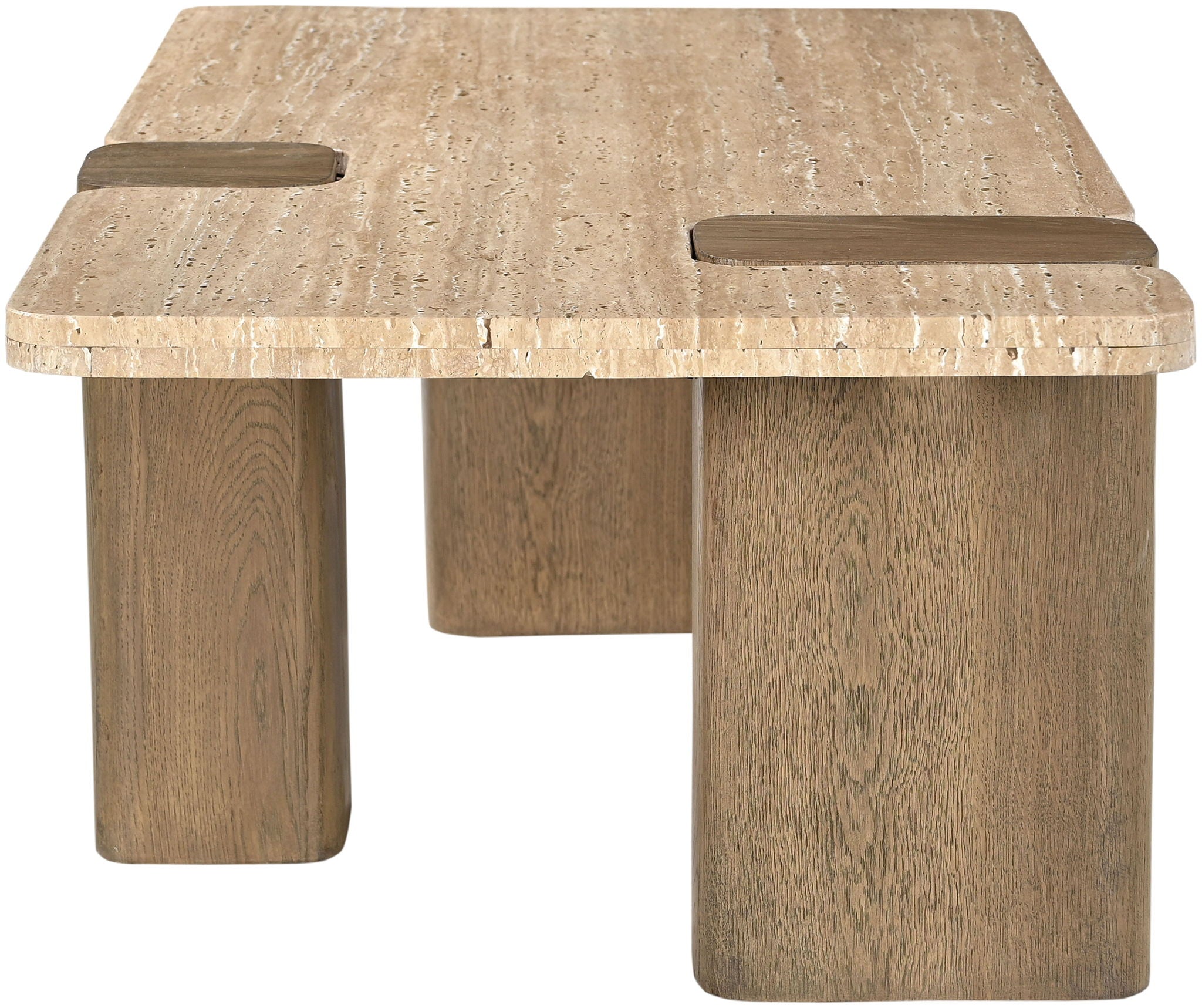 Ravenna - Genuine Fabric Travertine And Oak Wood Table - Urban Living Furniture (Los Angeles, CA)