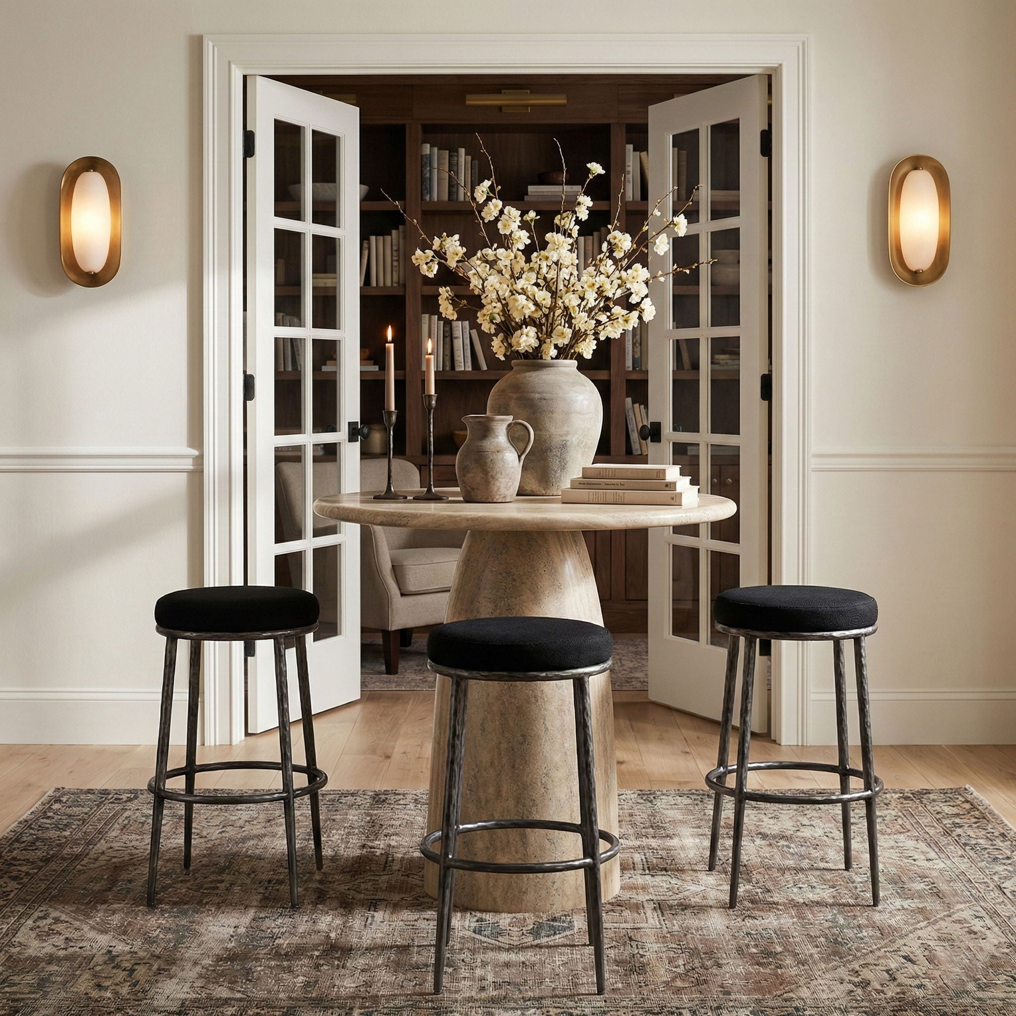 Ferro - Performance Fabric Upholstered Backless Bar Stool - Antique Silver - Urban Living Furniture (Los Angeles, CA)