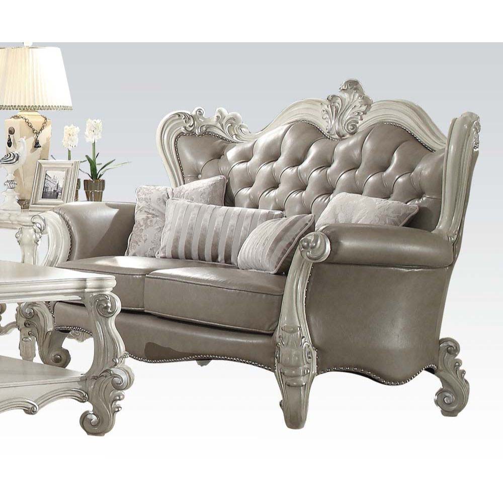 Versailles - Loveseat - Vintage Gray PU & Bone White - 50" - Urban Living Furniture (Los Angeles, CA)