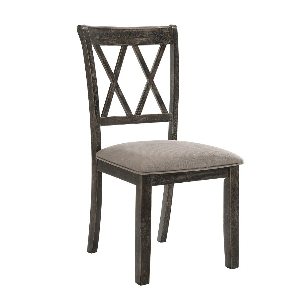 Claudia II - Side Chair (Set of 2) - Beige Fabric & Weathered Gray - Urban Living Furniture (Los Angeles, CA)